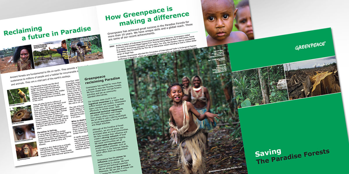 Greenpeace Paradise Rainforest brochure
